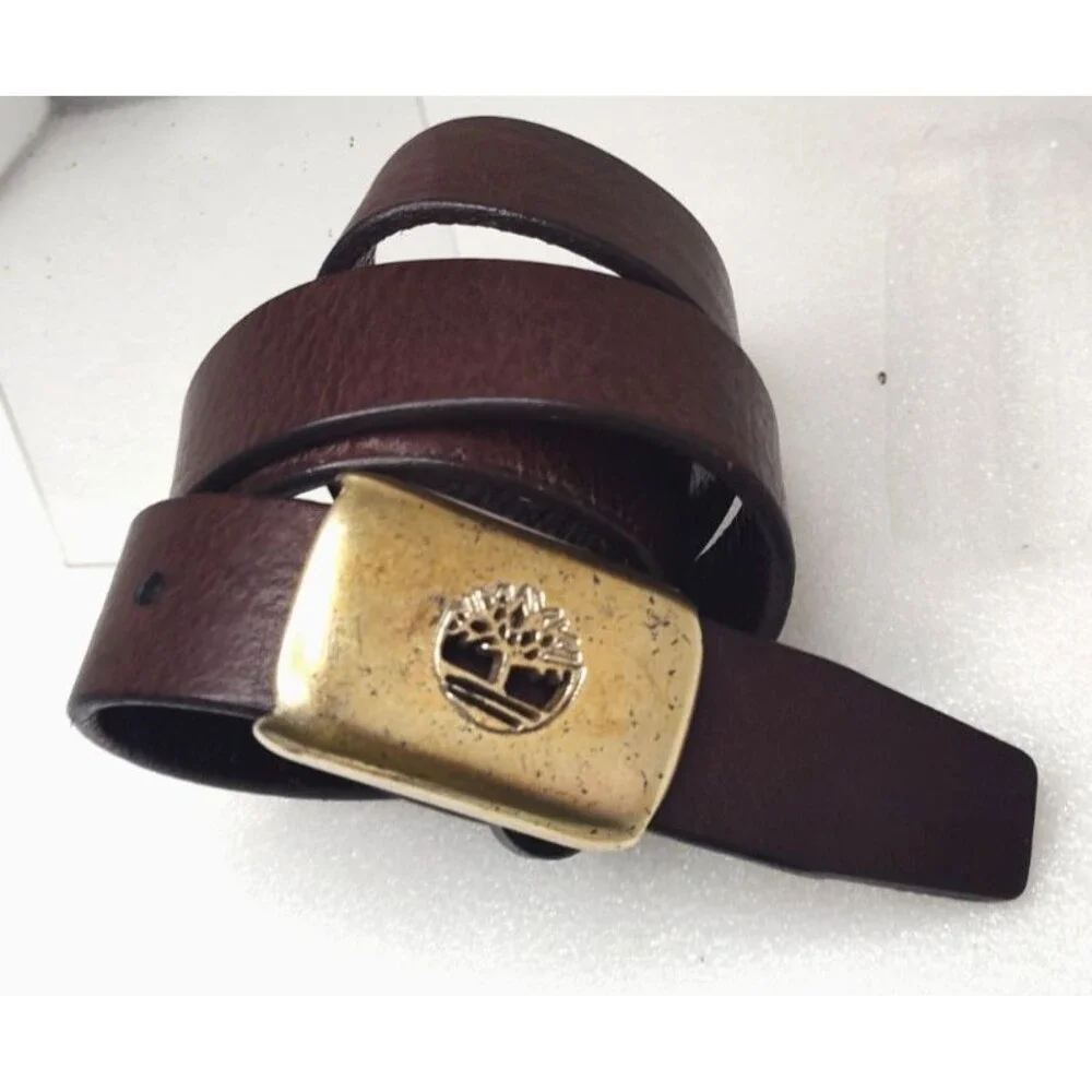 Timberland Brown Italian Genuine Leather Belt  Men's Size 32  Hook Belt Closure